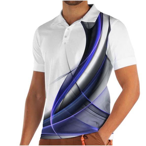 WREESH Men's Trendy V-Neck T-Shirt Fashion Casual Short Sleeve Top with Graphic Prints Printed for On-Point Style Blue