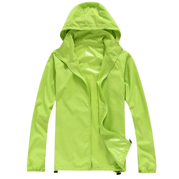 WREESH Men's Upf Sun Protection Hoodie Jacket Zip-Up Lightweight Sports Hooded Outwear Top for Hiking Outdoor Green