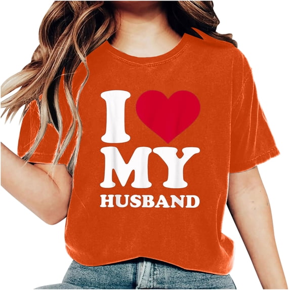 WREESH Men's Valentine's Day Letter Print Crewneck Short Sleeve Out Blouse T-Shirt Gift