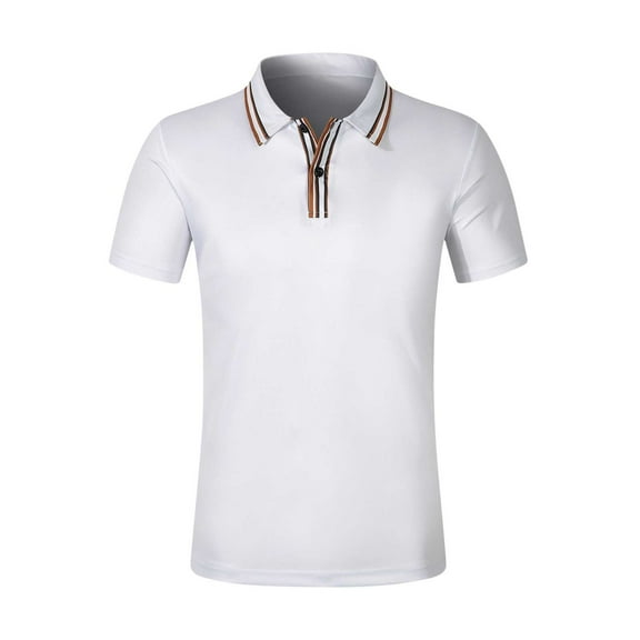 WREESH Men's Versatile V-Neck T-Shirt Business Casual Button Down Top a Short Sleeve Essential for and Casual Settings White