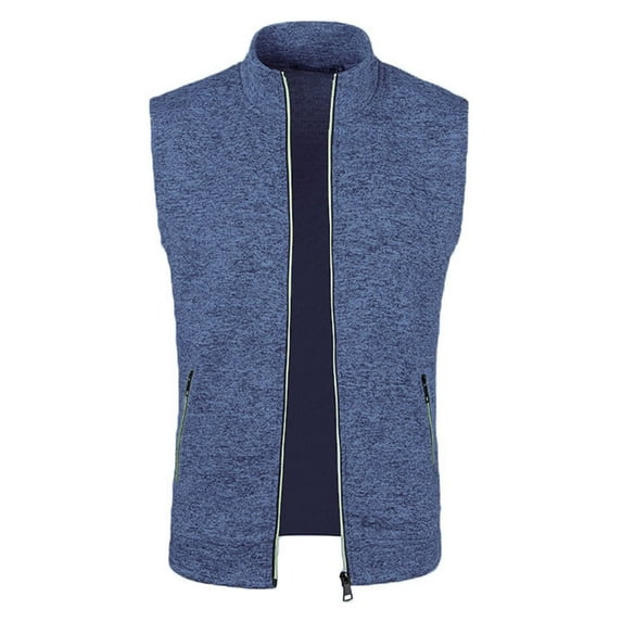 WREESH Men's Vest Fleece Knit Slim Zipper Pocket Sleeveless Jacket Casual Lightweight Outwear Jackets Navy