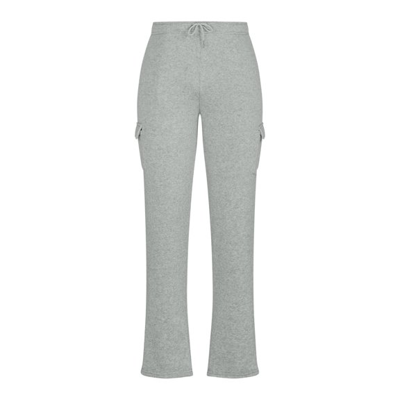 WREESH Men's Wide Leg Sweatpants Casual Multi-Pocket Lace-Up Solid Color Sweatpants Full Length Pants Gray