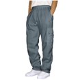 thumbnail image 1 of WREESH Men's Wide Leg Sweatpants Drawstring Elastic-Waist Solid Color Pocket Sweatants Gray, 1 of 6