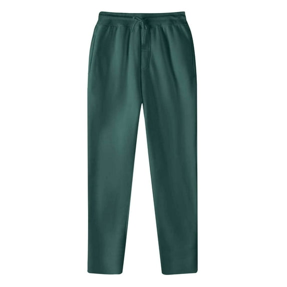 WREESH Men's Wide Leg Sweatpants Fashion Drawstring Elastic Waist Solid Color Casual Sweat Length Pants Olive Green