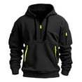 thumbnail image 1 of WREESH Men's Winter Cargo Hoodie Quarter Zip Pullover Tactical Athletic Hooded Sweatshirt for Hiking Outdoor Black, 1 of 4