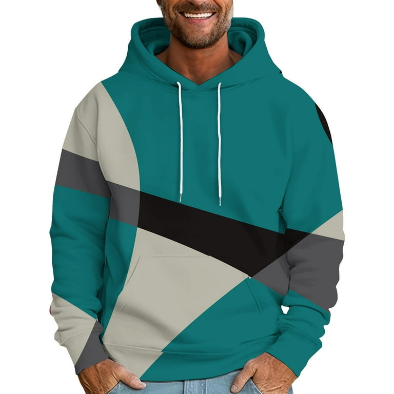 WREESH Men's Winter Geometric Printed Hoodie Casual Long Sleeve