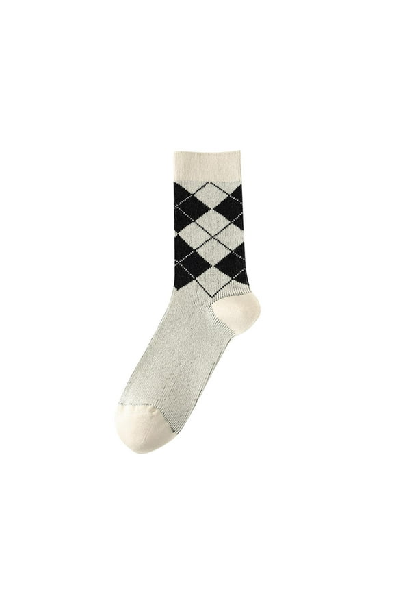 Men's Winter Splice Color Warm Socks, Deodorize and Absorb Sweat Middle Barrel Crew Socks White