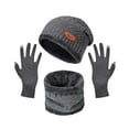 thumbnail image 1 of WREESH Men's Winter Warm Velvet Thick Hat Set Solid Color Touchs Screen Gloves, Scarf, and Hat, Three Piece Set With Neck Warmers Gray, 1 of 4