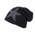 thumbnail image 1 of WREESH Men's Woolen Beanie Knitted Wool Hat With Winter Velvet and Big Five Pointed Star Pullover for Outdoor Wear Black, 1 of 3