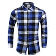 thumbnail image 1 of WREESH Men's Work Shirts Button Down Shirts Long Sleeve Plaid with Turn-Down Collar, Button Detail & Comfortable Fit for Casual Style Blue, 1 of 4