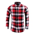 thumbnail image 1 of WREESH Men's Work Shirts Button Down Shirts Long Sleeve Plaid with Turn-Down Collar, Button Detail & Comfortable Fit for Casual Style Red, 1 of 5