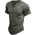 thumbnail image 1 of WREESH Men's Workout Henley Shirt Workout Tops Solid Color Button Short Sleeve Muscle Shirt Gray, 1 of 4