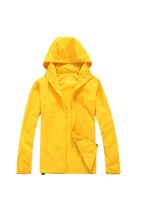 Men's Zip-Up Hooded Sun Jacket Lightweight Breathable Sun Protection Hoodie Jacket for Hiking Outdoor Yellow