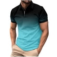 thumbnail image 1 of WREESH Men's Zippered Pullover Short Sleeve Sports Top with Gradient Design a Modern Zippered Top for Athletic Wear Blue, 1 of 5