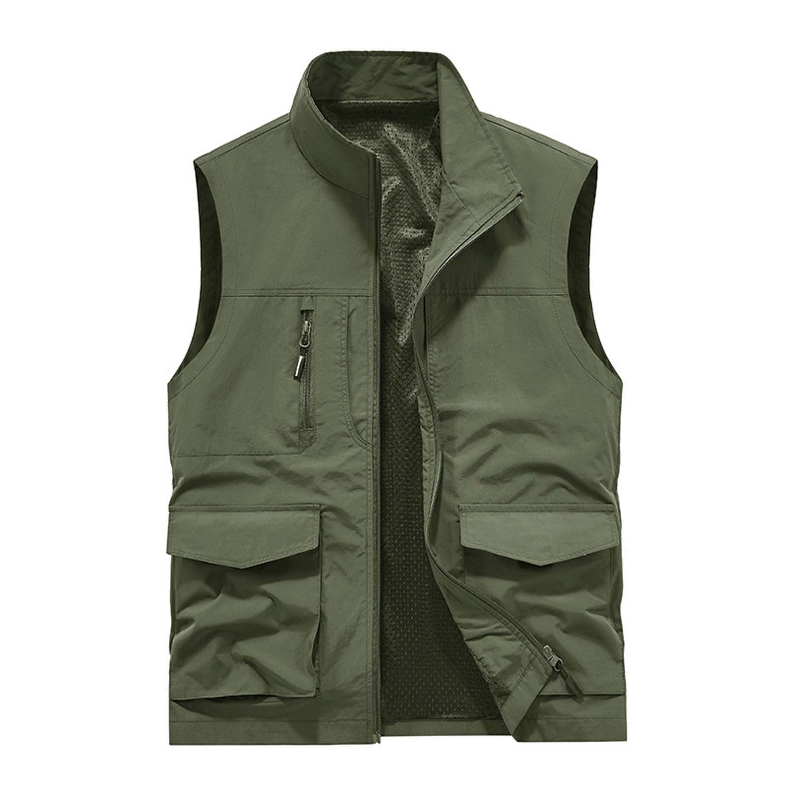 WREESH Mens Cargo Vest Thin Lightweight Sport Vest Casual Outdoor