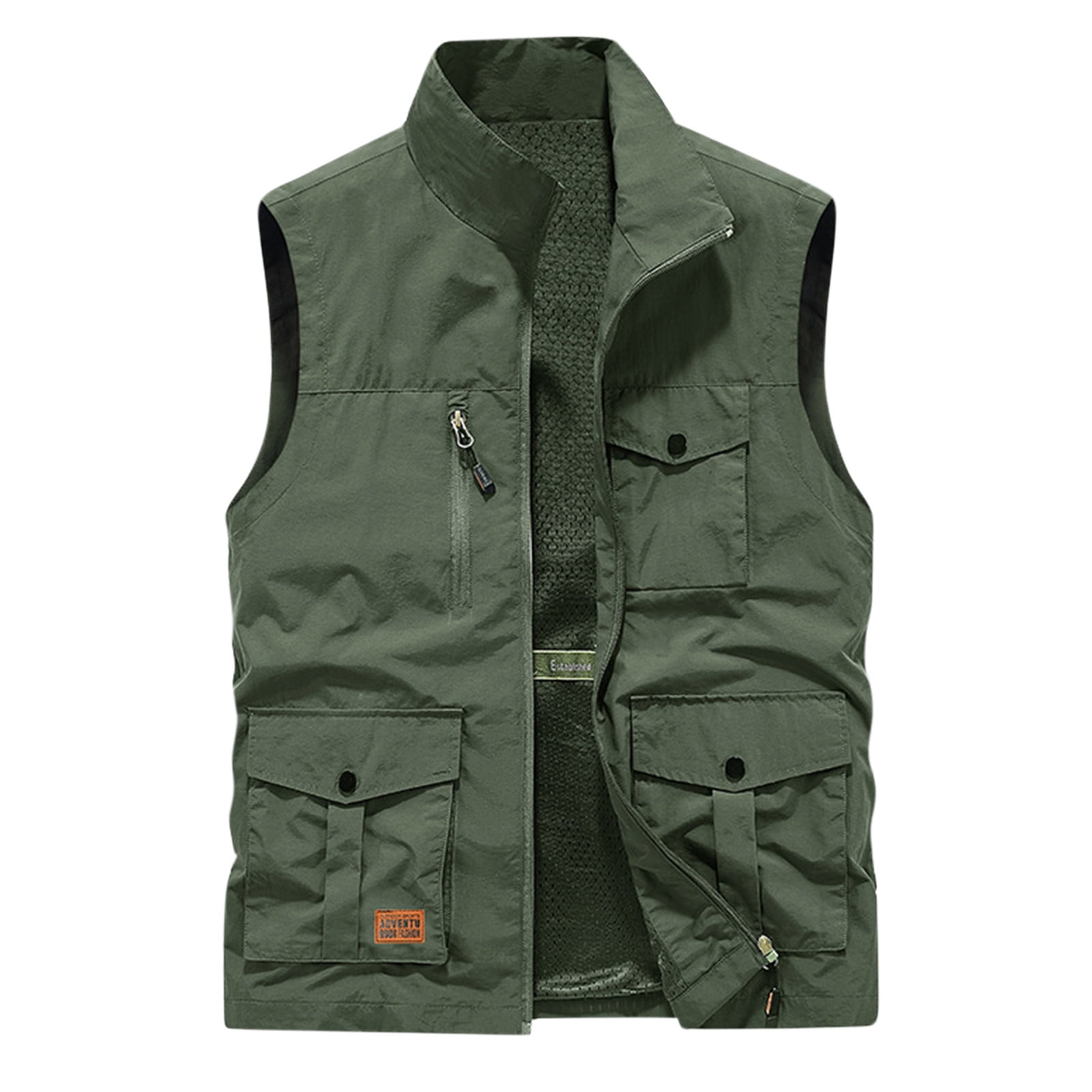 Wreesh Mens Cargo Vest Thin Lightweight Sport Vest Casual Outdoor Travel Vest Fishing Vests Gray, Men's, Size: XL