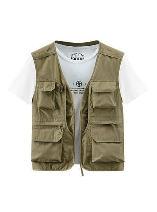 Men's Cotton Vest Button Casual Solid Travel Fishing Photography