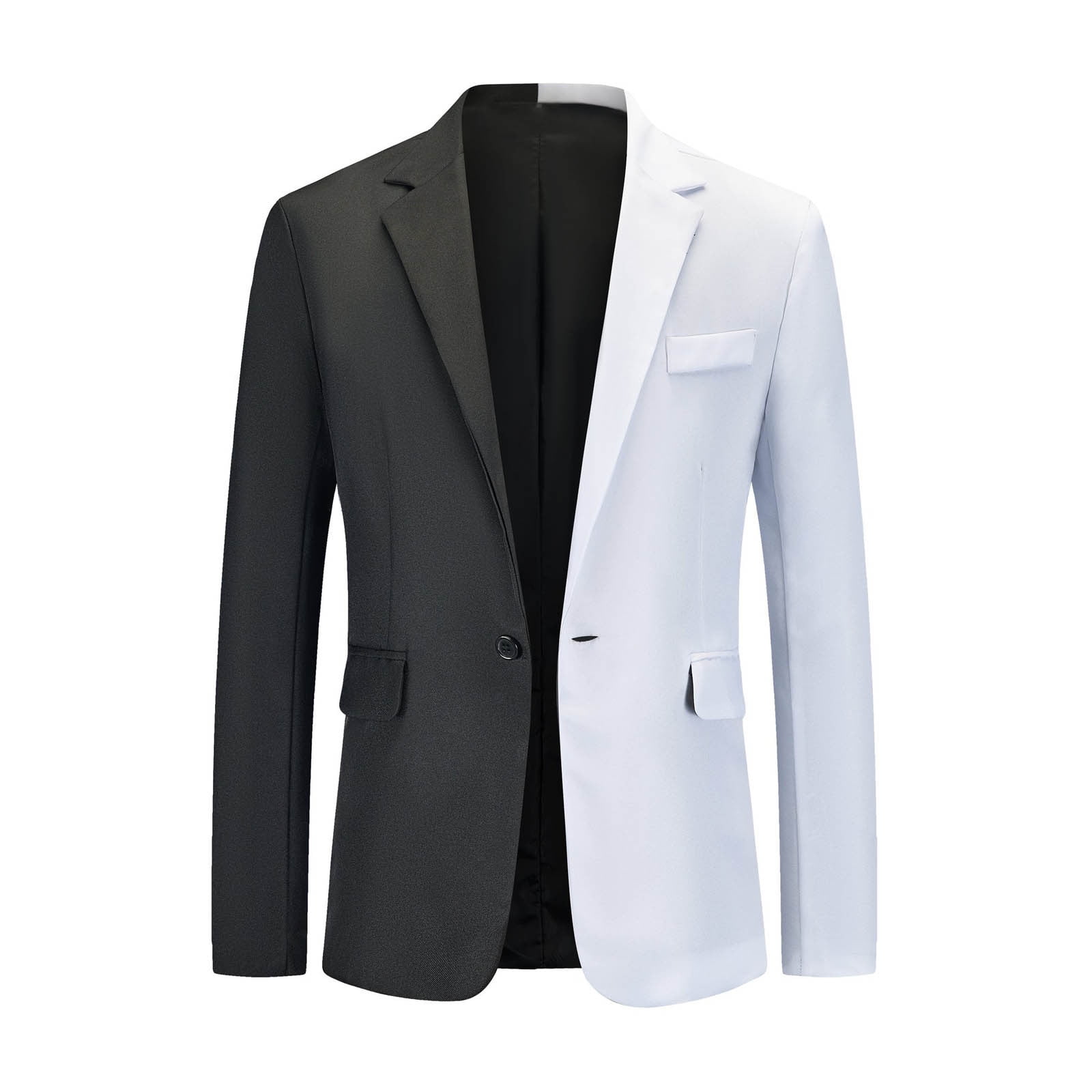 WREESH Mens Color Block Blazer Slim Business Suit Jacket Fashion One ...