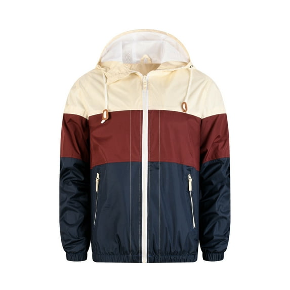 WREESH Mens Color Block Windbreaker Jacket Lightweight Hooded Drawstring Jacket Slim Windproof Sunscreen Outerwear Fall Casual Outdoor Jogging Jacket Yellow