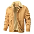 thumbnail image 1 of WREESH Mens Corduroy Jacket Fleece Lined Trucker Jackets Lapel Collar Zipper Heavy Coats Winter Warm Outerwear Jacket with Pockets Yellow, 1 of 3