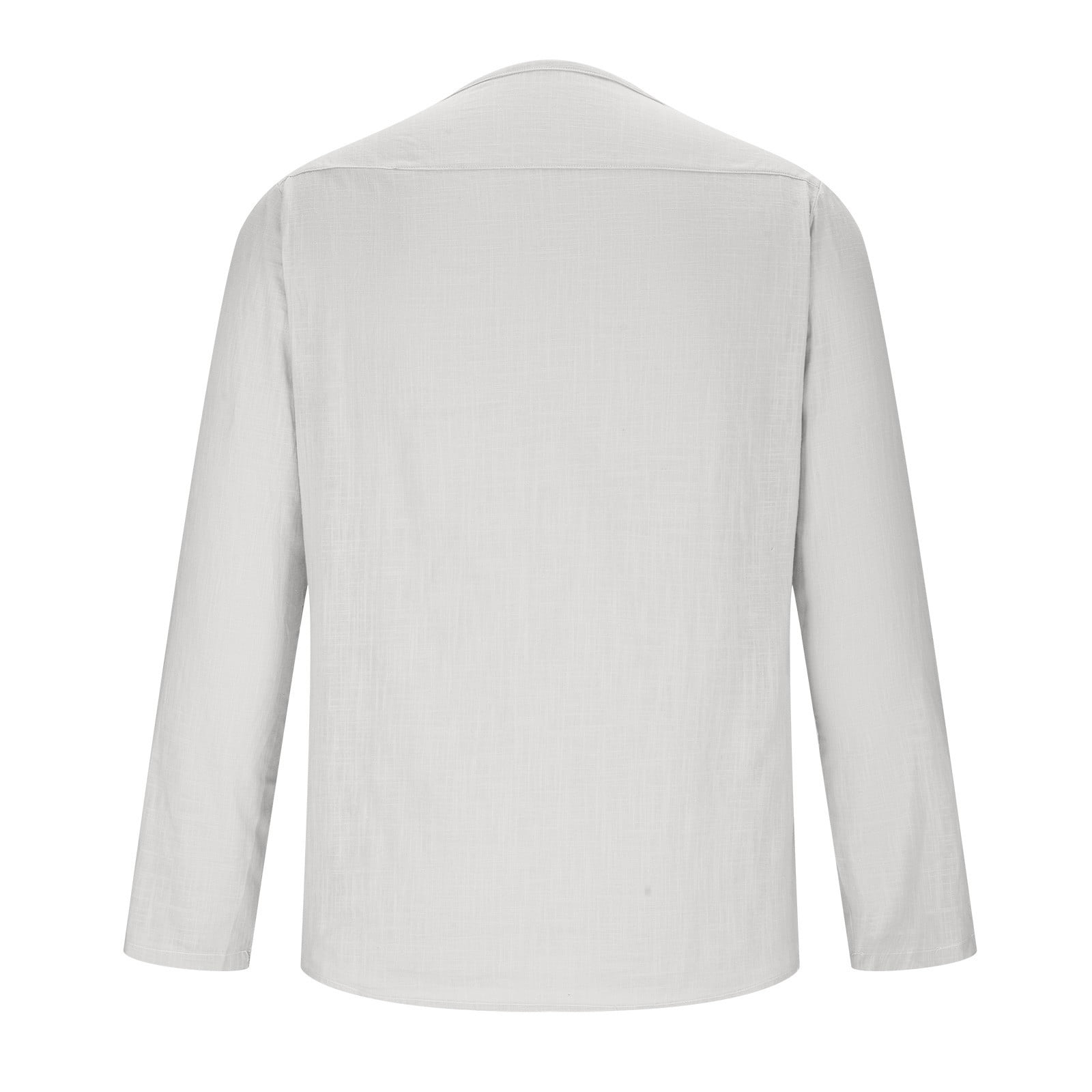 WREESH Mens Cotton Linen Workout Shirt Solid Long Sleeve