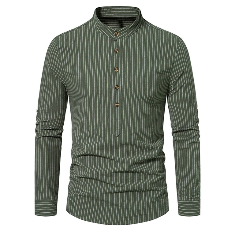 WREESH Mens Dress Shirts Long Sleeve Striped Shirts Casual Button Up Shirt Basic Stand Collar Pullover Olive Green - Walmart.com WREESH Mens Dress Shirts Long Sleeve Striped Shirts Casual Button Up Shirt Basic Stand Collar Pullover Olive Green - Walmart.com