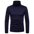 thumbnail image 1 of WREESH Mens Fashion Turtleneck Sweaters Mock T Shirts Elastic Long Sleeve Pullover Solid Basic Under Shirt Slim Fit Breathable Top Navy, 1 of 5