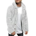 thumbnail image 1 of WREESH Mens Fuzzy Jacket Hoodie Furry Fleece Cardigan Double Button Soft Open Front Coat Warm Winter Coats with Pocket Gray, 1 of 5