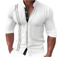 thumbnail image 1 of WREESH Mens Hawaiian Beach Shirt Dress Shirts Workout Shirt Slim Fit Suit Shirt Solid Color Long Sleeve Pullover Causal Button Up Undershirt White, 1 of 6