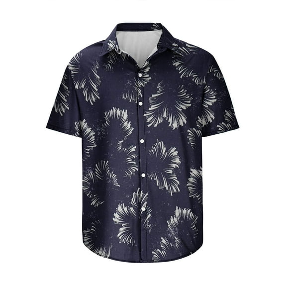 WREESH Mens Hawaiian Shirts Short Sleeve Button Down Shirt Tropical Graphic Printed Shirts Summer Beach Shirt Gray