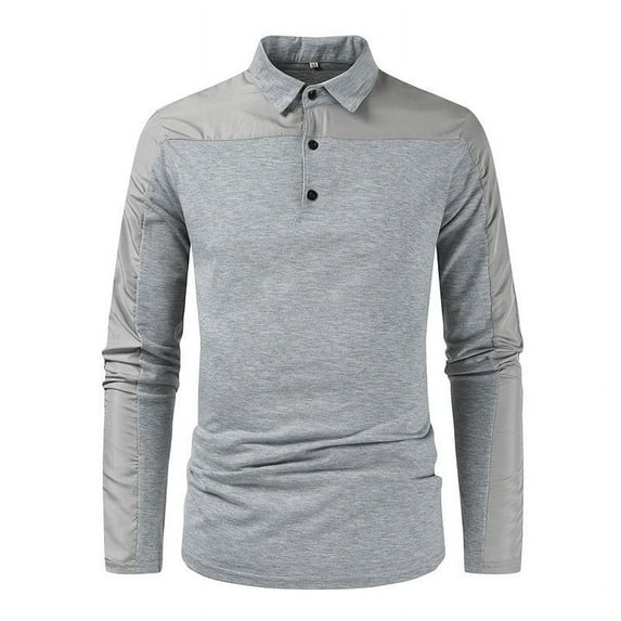 WREESH Mens Henley Shirts Solid Color Long Sleeve Shirts Slim Fit Pullover Casual Workout Shirts Lapel Collar Button Tops Gray