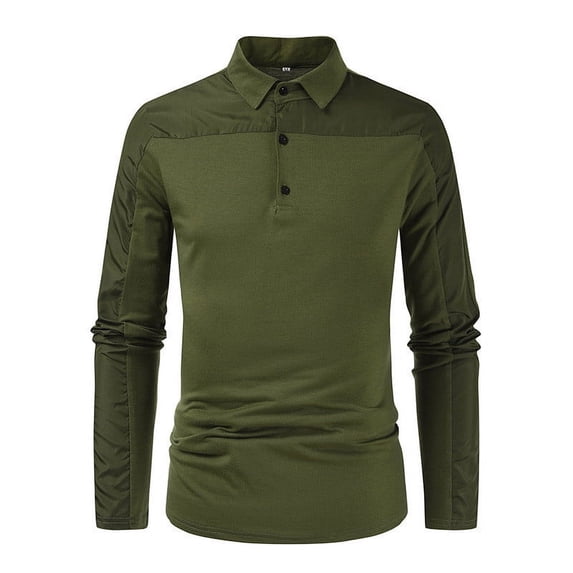 WREESH Mens Henley Shirts Solid Color Long Sleeve Shirts Slim Fit Pullover Casual Workout Shirts Lapel Collar Button Tops Olive Green