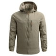 thumbnail image 1 of WREESH Mens Hooded Technical Jacket Thin Lightweight Softshell Jacket Slim Zipper Jacket Windproof Sunscreen Outerwear Outdoor Hiking Jacket Khaki, 1 of 3