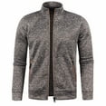 thumbnail image 1 of WREESH Mens Hoodless Sweatshirt Full Zip Mock Neck Sweatshirt Solid Slim Thin Velvet Sweatshirt Fall Winter Workout Sweater Coat with Pockets Coffee, 1 of 4