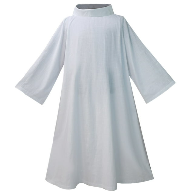WREESH Mens Medieval Priest Robes Cotton Linen High Collar Robe Plus ...