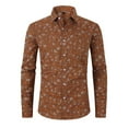 thumbnail image 1 of WREESH Mens New Dress Shirts Slim Fit Suit Shirts Floral Print Shirts Button Up Long Sleeve Shirt Fashion Business Top Brown, 1 of 3