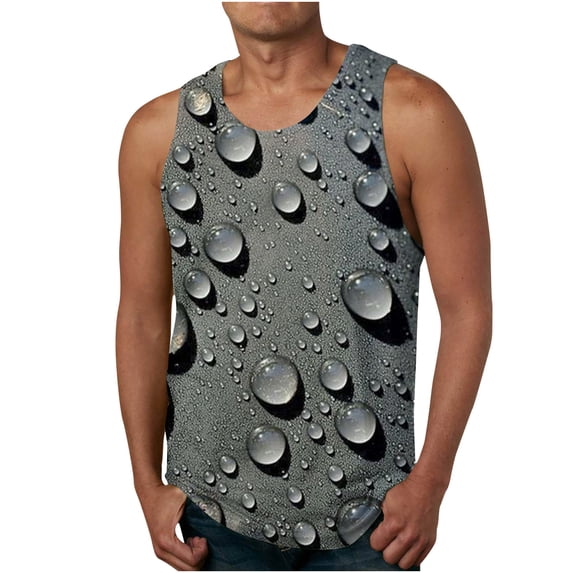 WREESH Mens Oktoberfest Graphic 3D Printed Tank Tops Summer Beach Fashion Sleeveless Tee Casual Crewneck Workout T-Shirts Gray