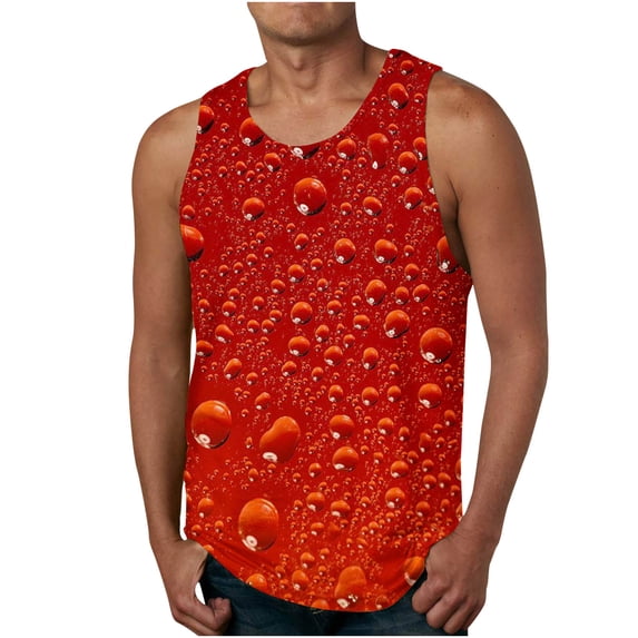 WREESH Mens Oktoberfest Graphic 3D Printed Tank Tops Summer Beach Fashion Sleeveless Tee Casual Crewneck Workout T-Shirts Red