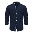 thumbnail image 1 of WREESH Mens Slim Dress Shirts Fashion Solid Button Down Long Sleeve Shirt Soft Shirt Breathable Undershirt Casual Workout T Shirts Dark Blue, 1 of 6