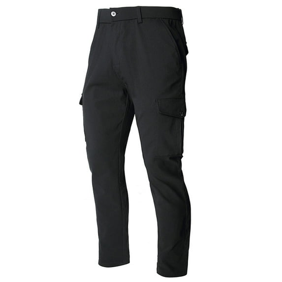 WREESH Mens Slim Fit Cargo Pants Outdoors Track Pants Comfy Joggers Pants Solid Color Work Trousers With Pockets Black