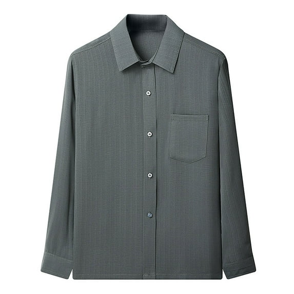 WREESH Mens Slim Fit Dress Shirts Solid Business Suit Shirts Button Up Long Sleeve Shirts Casual Top Green