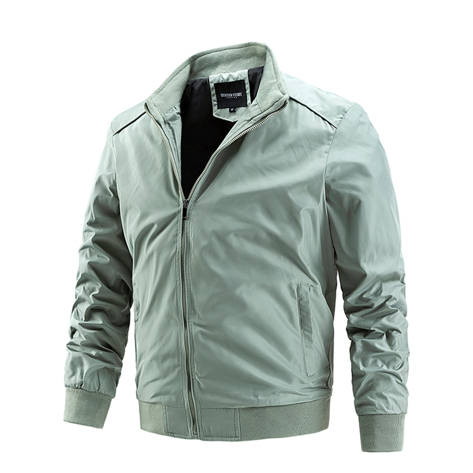 WREESH Mens Solid Tactical Jacket Casual Windbreaker Jacket Lightweight Slim Softshell Jacket Stand Collar Zipper Jacket Mint Green Walmart
