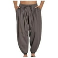 thumbnail image 1 of WREESH Mens Summer Loose Fit Sweatpants Breathable Joggers Pants Casual Comfy Lightweight Pants Waist Drawstring Binding Leg Trousers Brown, 1 of 6