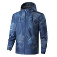 thumbnail image 1 of WREESH Mens Technical Jacket Striped Printed Hooded Jacket Outdoor Lightweight Windproof Jacket Stand Collar Zipper Jacket Business Casual Coats Blue, 1 of 8