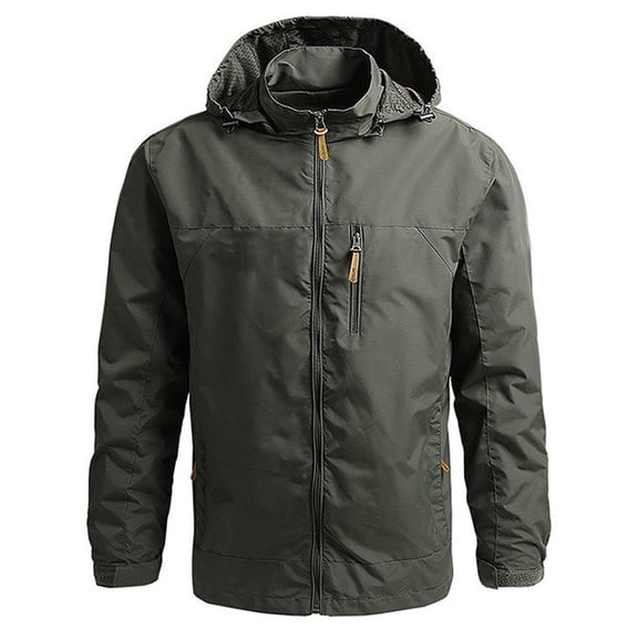 WREESH Mens Technical Jacket Windproof Softshell Jacket Stand Collar Detachable Hooded Winter Warm Coats Outdoor Travel Jacket Olive Green