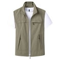 thumbnail image 1 of WREESH Mens Thin Lightweight Sports Vest Cargo Vest Quick Drying Outdoor Travel Vest Stand Collar Zipper Work Vest Khaki, 1 of 7