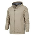 thumbnail image 1 of WREESH Mens Windbreaker Jacket Lightweight Solid Color Technical Jacket Slim Zipper Drawstring Hooded Jacket Outdoor Jogging Jacket Khaki, 1 of 3