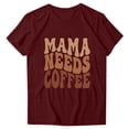 thumbnail image 1 of WREESH Mother's Day Shirts Women's Round Neck Short Sleeved Graphic T-Shirts Wine, 1 of 4