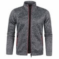 thumbnail image 1 of WREESH New Fashion Casual and Winter Men Jacket Long Zipper Sweater Sleeve Thin Velvet Sweater Coat Men Dark Gray, 1 of 5