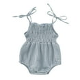 thumbnail image 1 of WREESH Newborn Baby Toddler Girls Double Layer Cotton Crepe Romper Lace Up One Piece Jumpsuit Baby Clothes Gray, 1 of 8